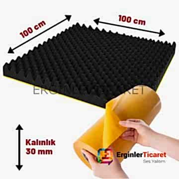 Yanmaz Akustik Yumurta Sünger Bantlı 30mm 50Dns 100cm X 100cm