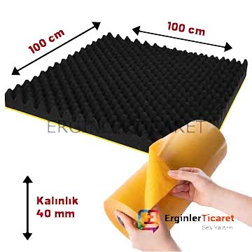 Yanmaz Akustik Yumurta Sünger Bantlı 40mm 50Dns 100cm X 100cm